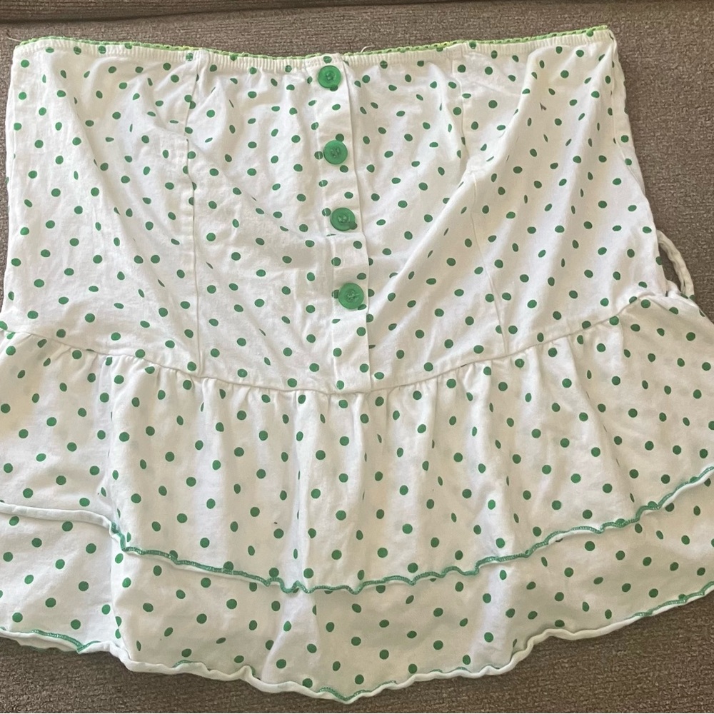 Dots Cream Bubble Mini Top with Ruffled Tiers